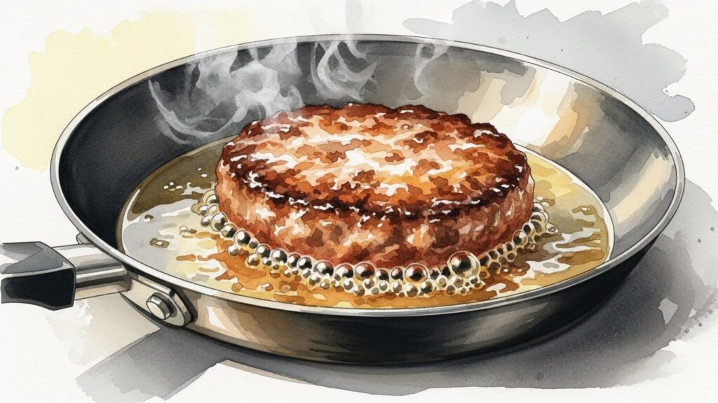 フライパンを使った肉汁逃さない加熱