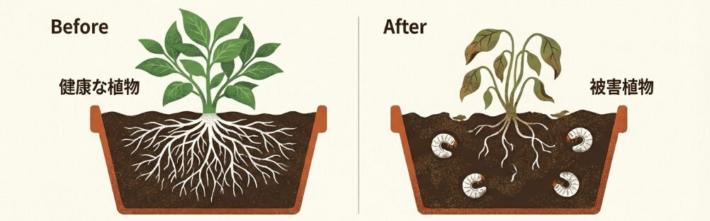 放置すると根が食べられる