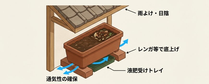 自作コンポストの設置場所