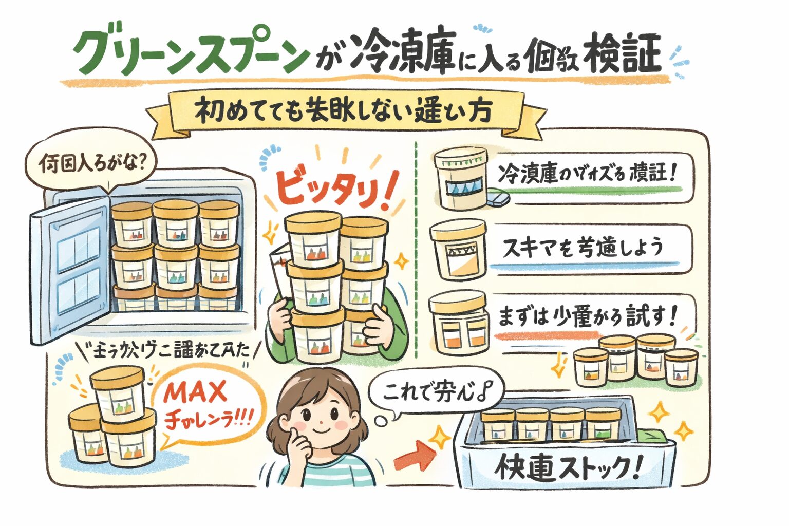 グリーンスプーンが冷凍庫に入る個数を検証|初めてでも失敗しない選び方