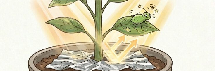 アルミホイルは光の反射で虫除け効果