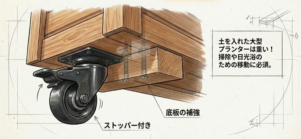 キャスター付きで移動も楽に