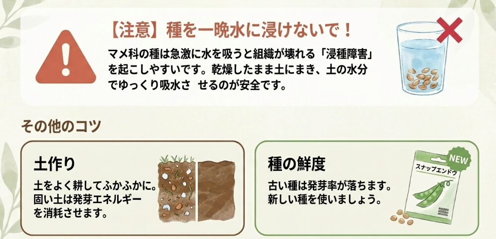スナップエンドウの発芽率アップ方法