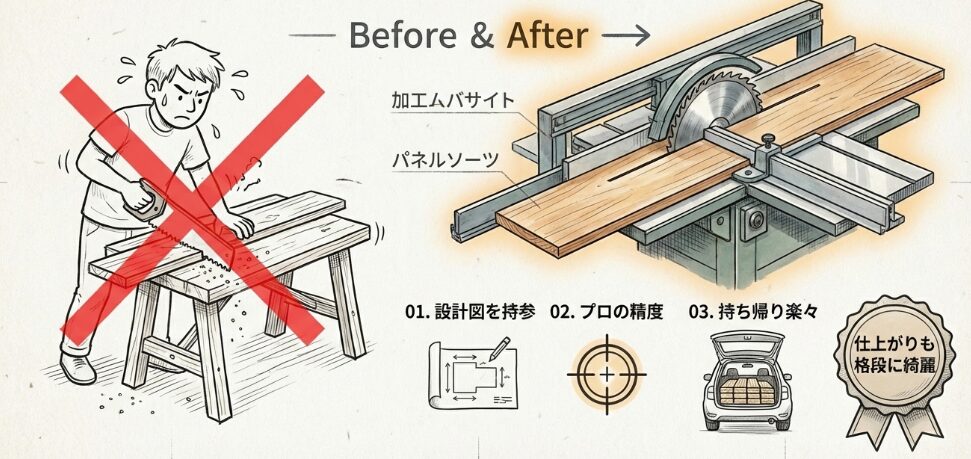 ホームセンターでのカット
