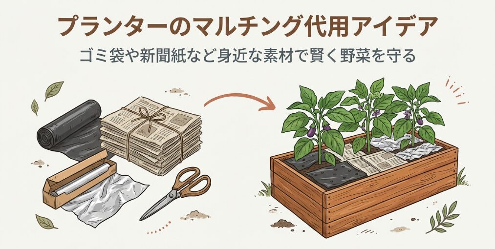 プランターのマルチング代用