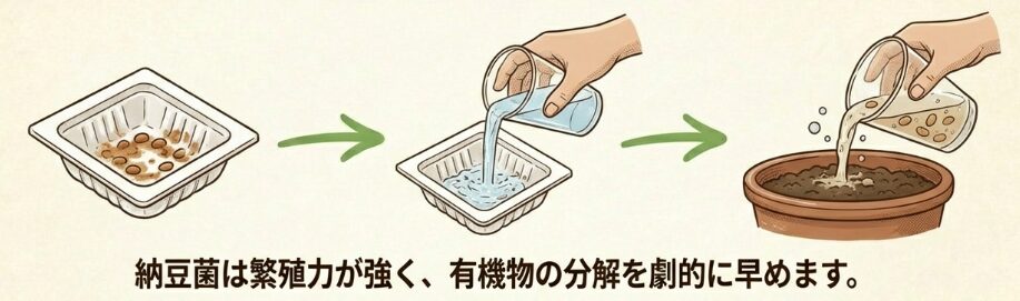 納豆菌で発酵を促進させる