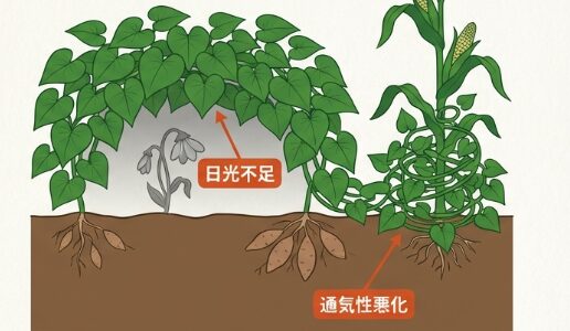 日当たりを遮り他の植物の成長を妨げるデメリット
