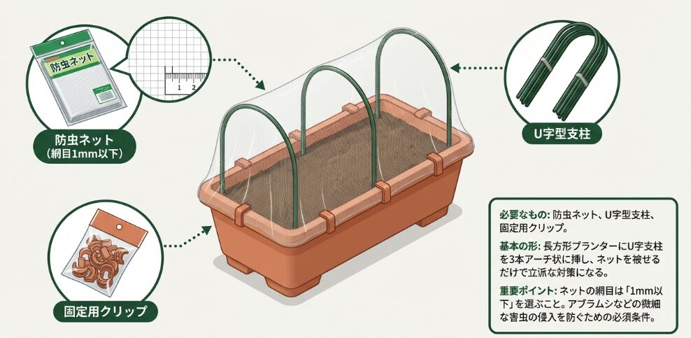 100均でプランターの防虫ネットを自作