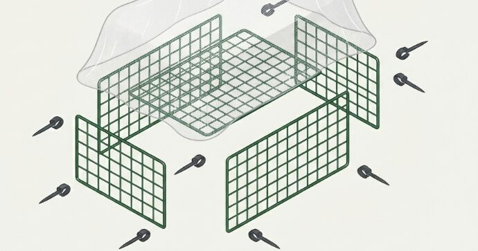 プランターの防虫ネット自作のワイヤー活用