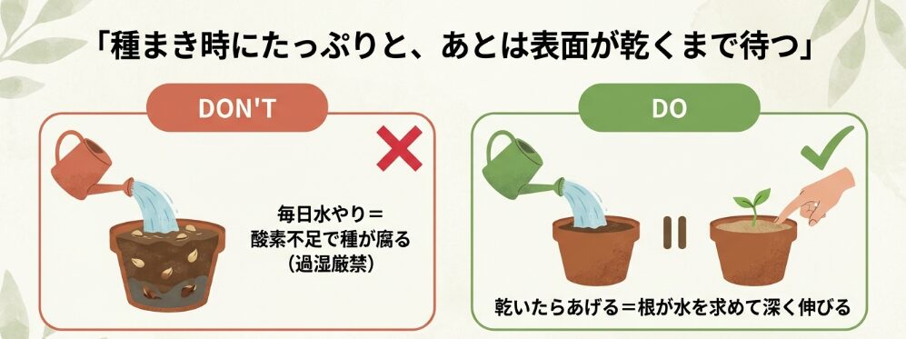 スナップエンドウの発芽までの水やり