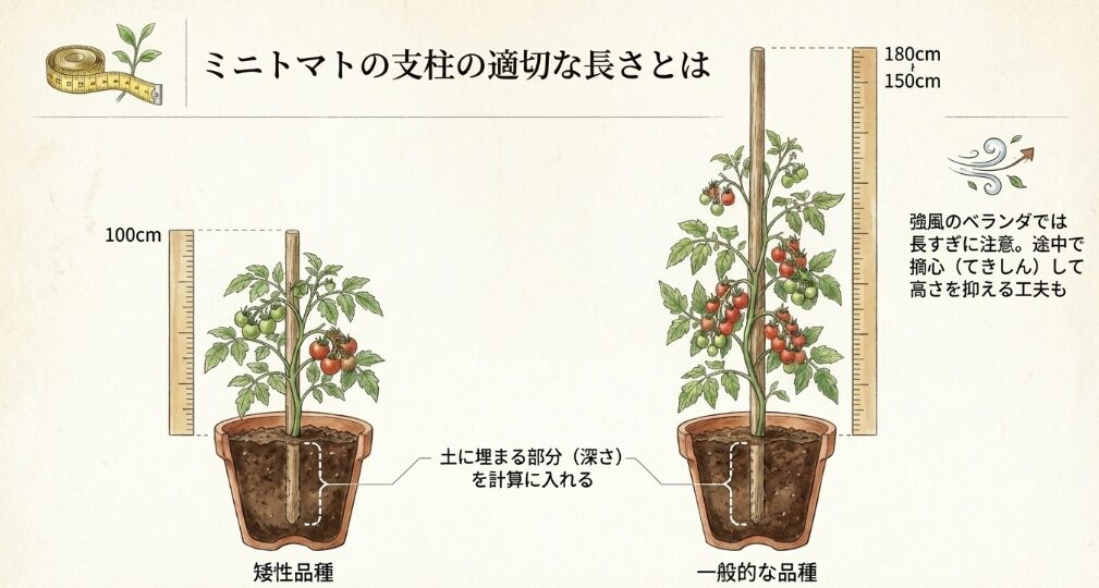 ミニトマトの支柱の適切な長さとは