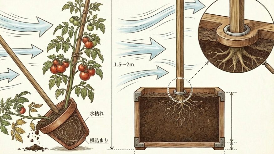 支柱の長さに合うプランターサイズ