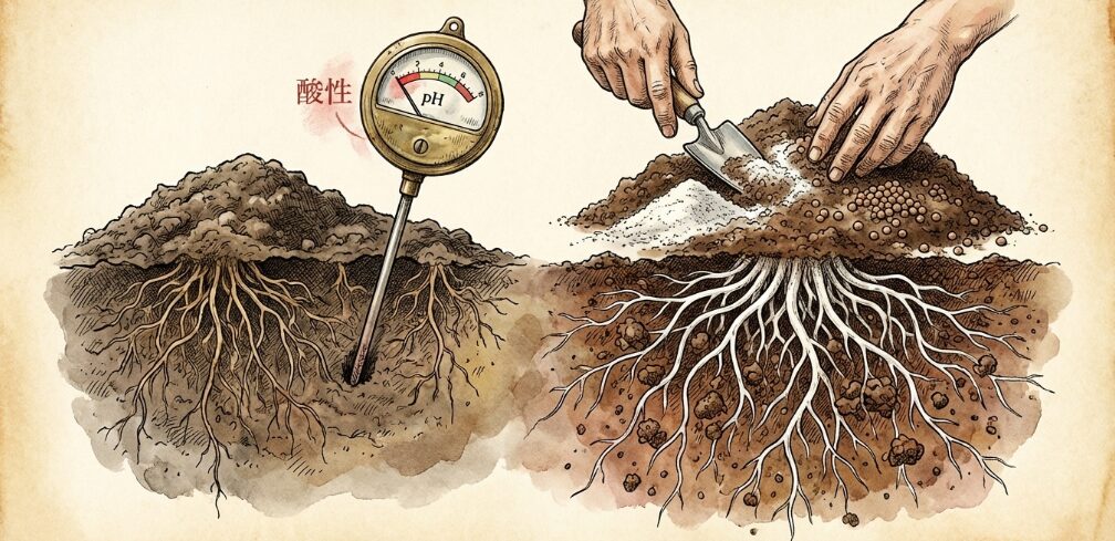 土の酸性度や肥料不足に注意
