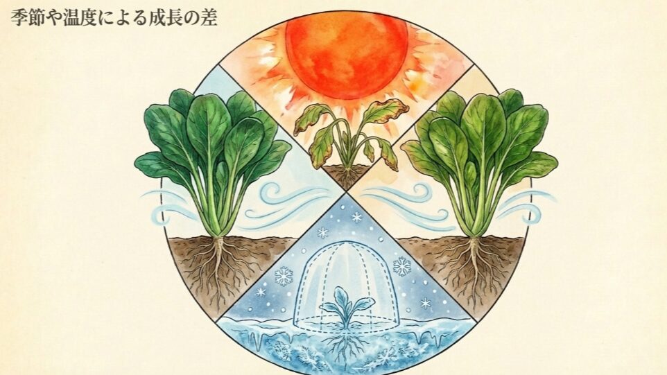 季節や温度による成長の差