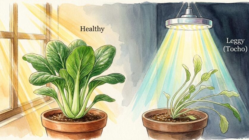日当たり不足による徒長対策