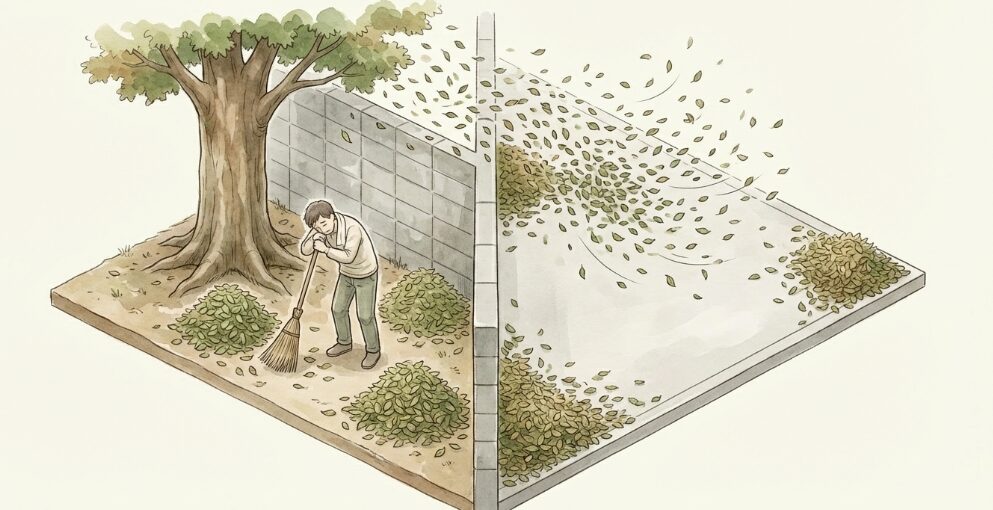 大量の落ち葉の掃除が毎日の負担に