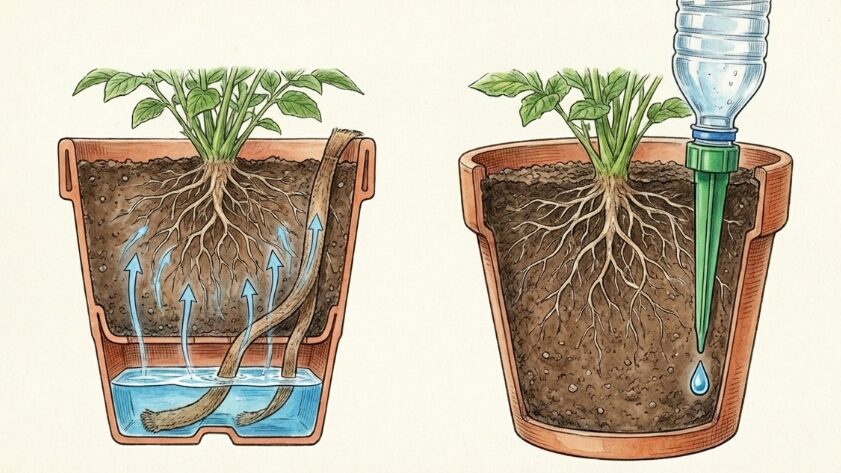 水やりを楽にする100均の給水器活用術