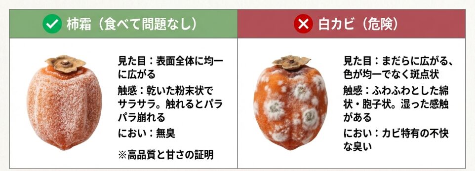 柿霜とカビの見分け方
