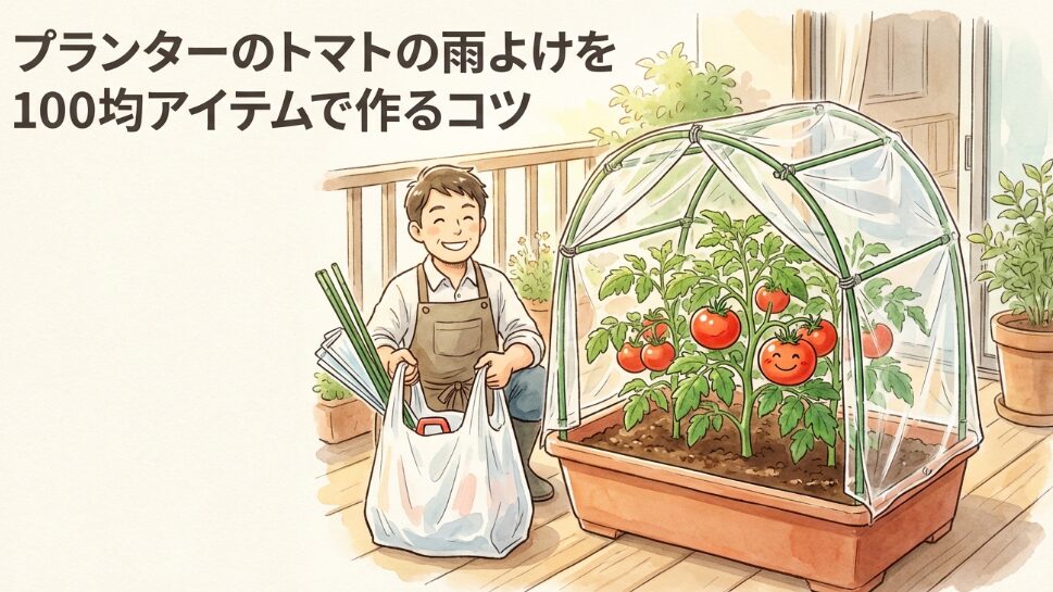 トマトの雨よけを100均アイテムを使いプランターに作るコツ
