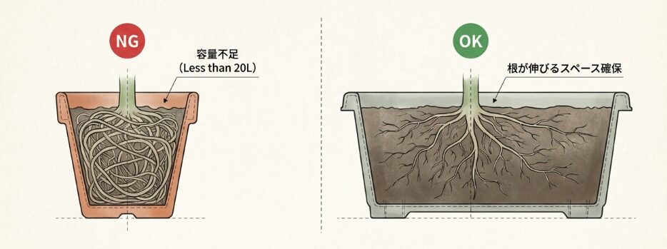 鉢やプランターのサイズが小さい理由