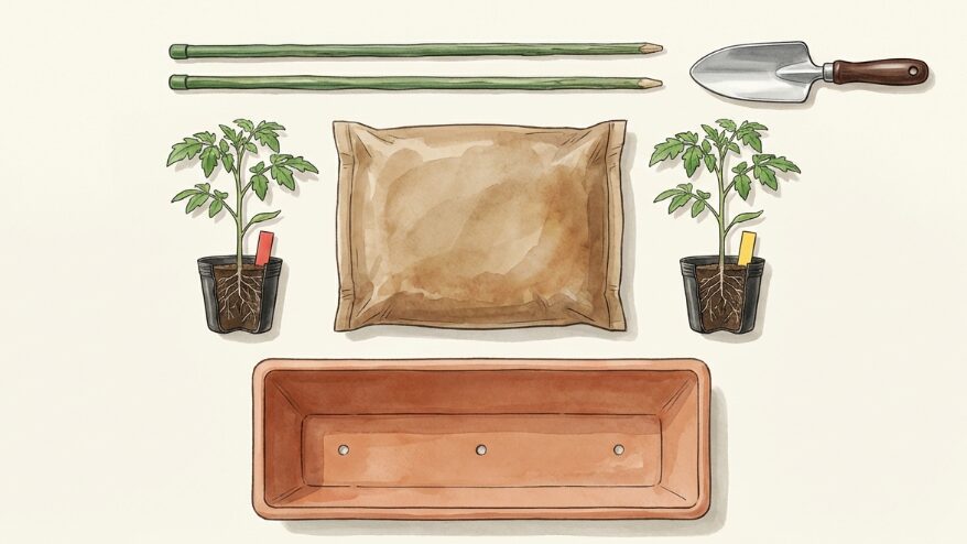 ミニトマトのプランターでの2株植え方の準備