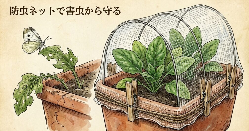 防虫ネットで害虫から守る