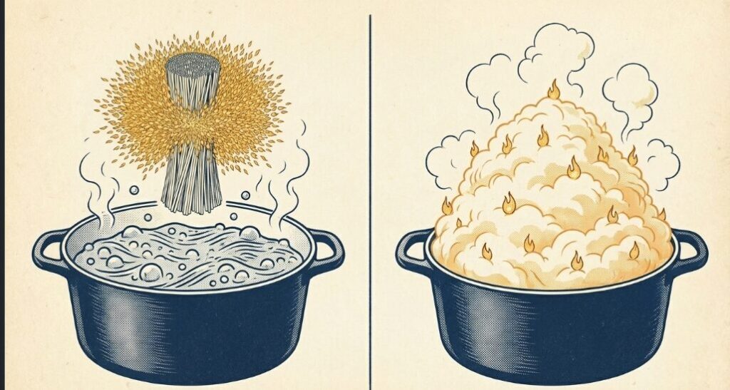 茹でたパスタ100gのカロリーと栄養価の変化