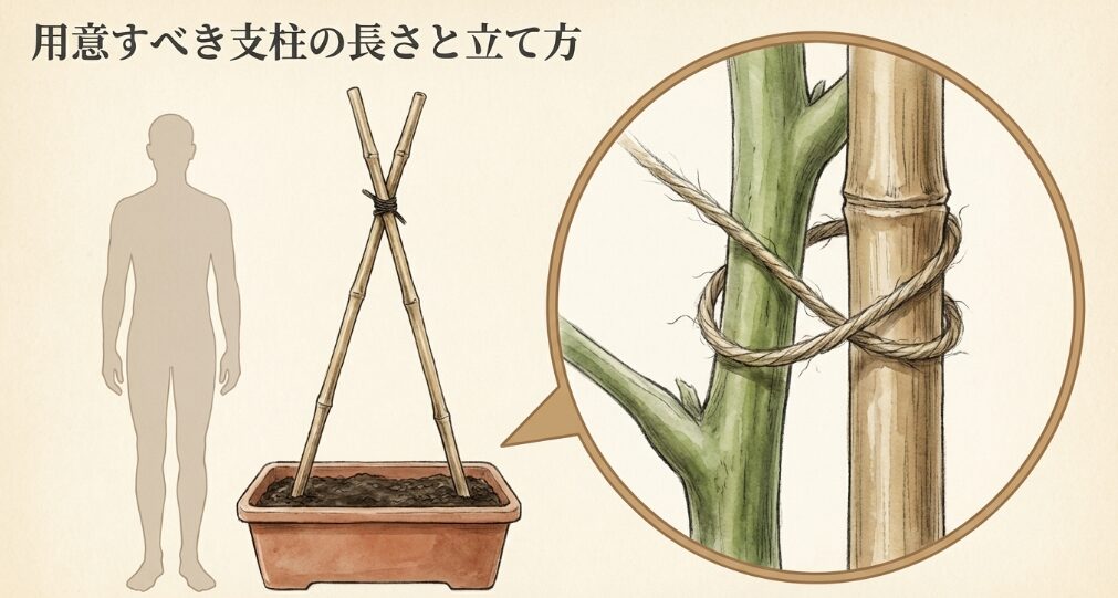用意すべき支柱の長さと立て方