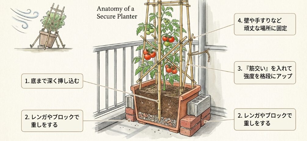 リング支柱を使ったコンパクトな方法