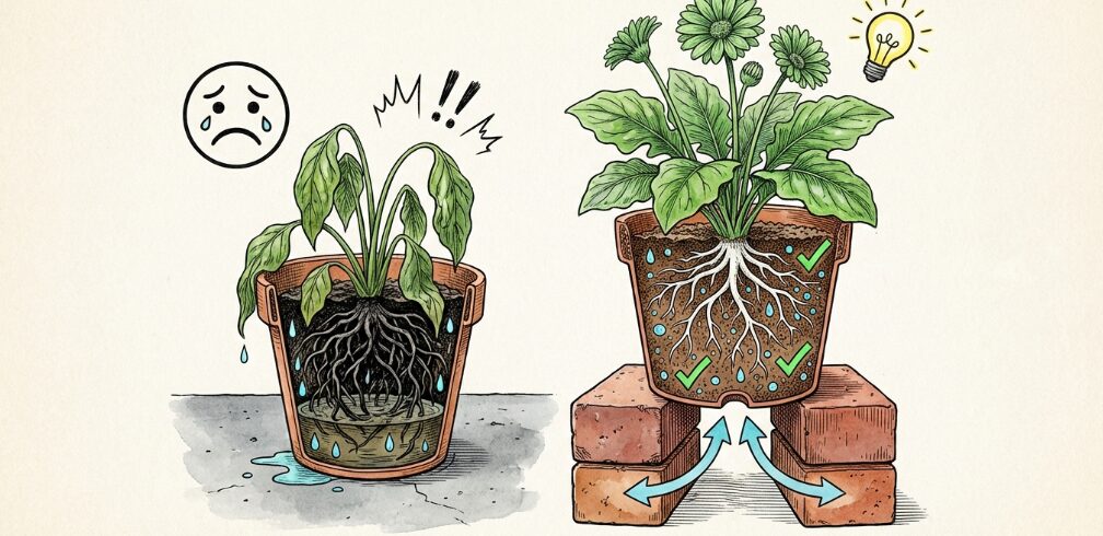 プランターの底上げをレンガで行う魅力