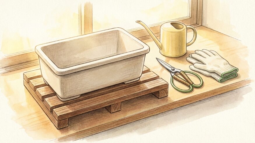 小松菜の栽培にプランターを室内で使う準備