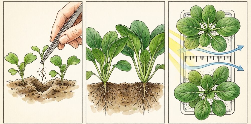 適切な間引きで徒長を防ぐ