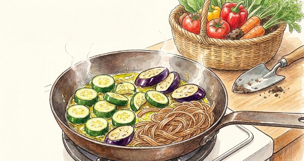 家庭菜園の野菜で彩る全粒粉パスタレシピ