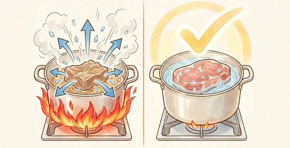 さっぱり煮のお肉が固い・パサパサになる原因