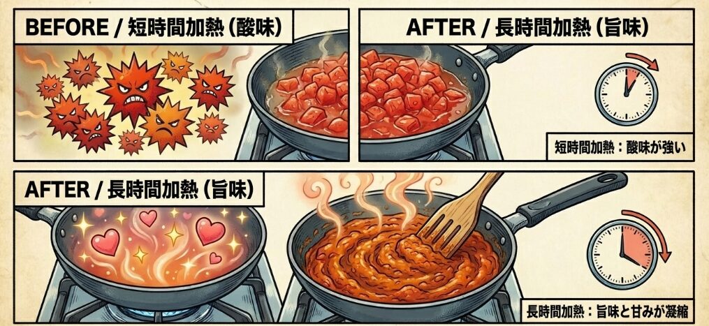 旨味を引き出すトマト缶の正しい加熱方法