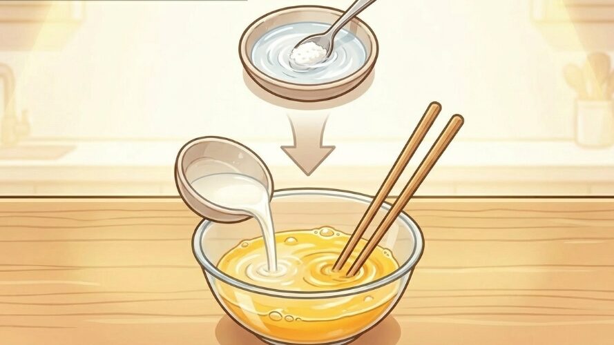 水や出汁でしっかり溶かしてから加える手順