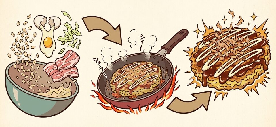 小麦粉の代わりにお好み焼きにする