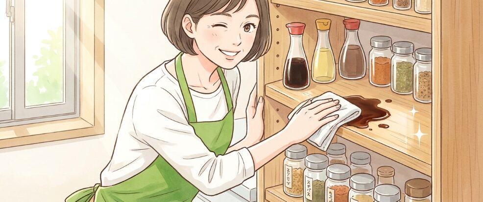 キッチンで使う調味料ラックの仕上げ