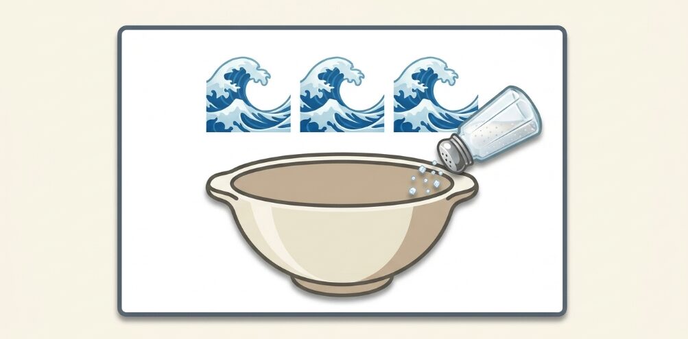 たっぷりの水＋ひとつまみの塩で「鍋茹で」に近づける