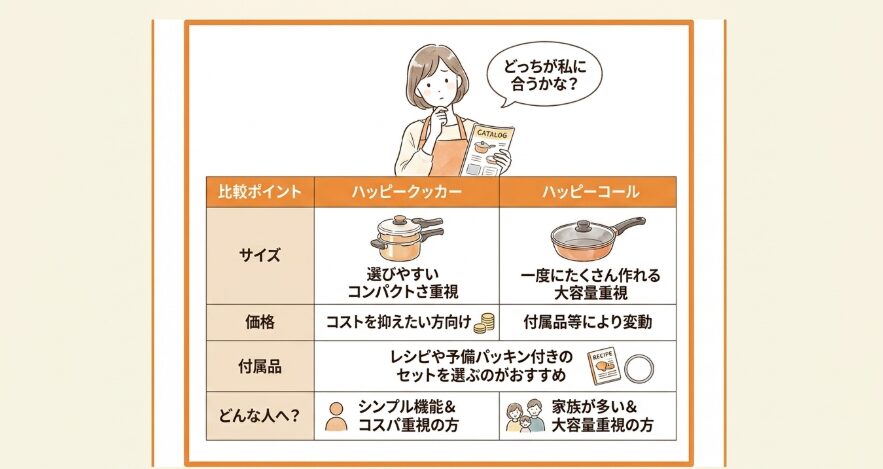 ハッピークッカーとハッピーコールの違いを比較