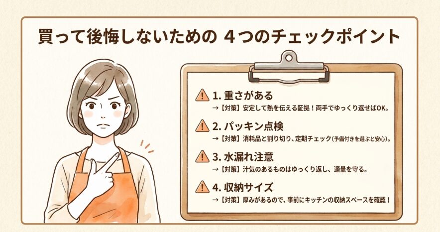 ハッピークッカー両面フライパンのデメリットと注意点