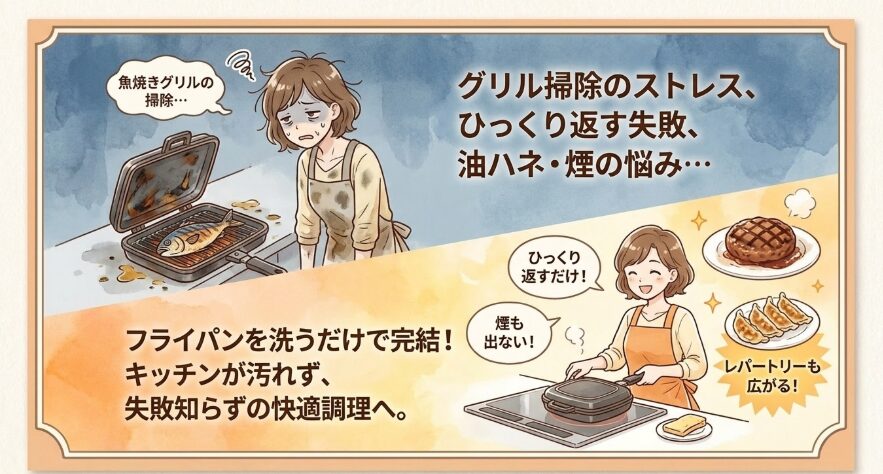 ハッピークッカー両面フライパンを実際に使ってわかったメリット